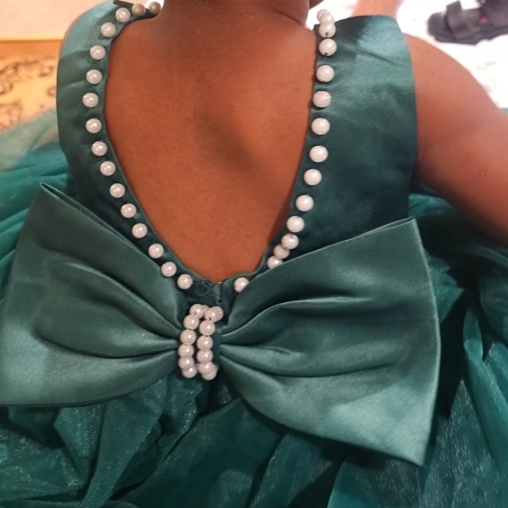 Elegant Green Kids Dress - Picture 4 of 5